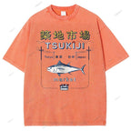 Unisex Tsukiji Market Printed Washed Tee