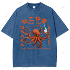 Unisex Osaka Octopus Printed Washed Tee