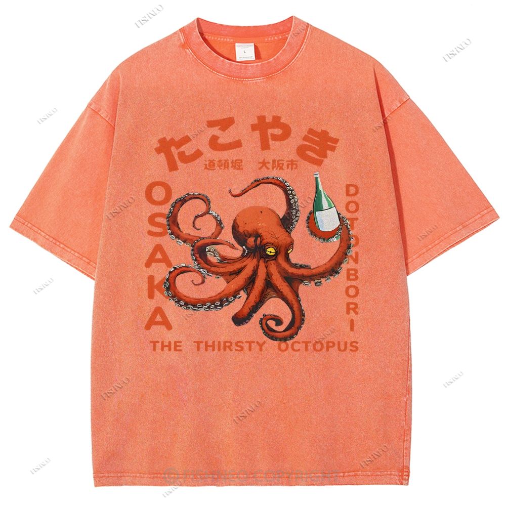 Unisex Osaka Octopus Printed Washed Tee