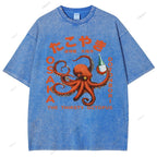 Unisex Osaka Octopus Printed Washed Tee