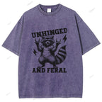 Unisex Vintage Rock Raccoon Printed Washed Tee