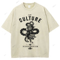 Unisex Vintage Tiger Snake Printed Washed Tee