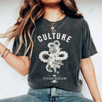 Unisex Vintage Tiger Snake Printed Washed Tee