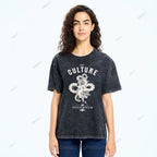 Unisex Vintage Tiger Snake Printed Washed Tee