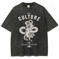 Unisex Vintage Tiger Snake Printed Washed Tee