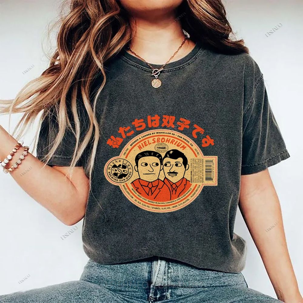 Unisex Vintage Twin Graffiti Printed Washed Tee