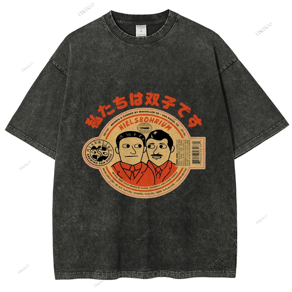 Unisex Vintage Twin Graffiti Printed Washed Tee