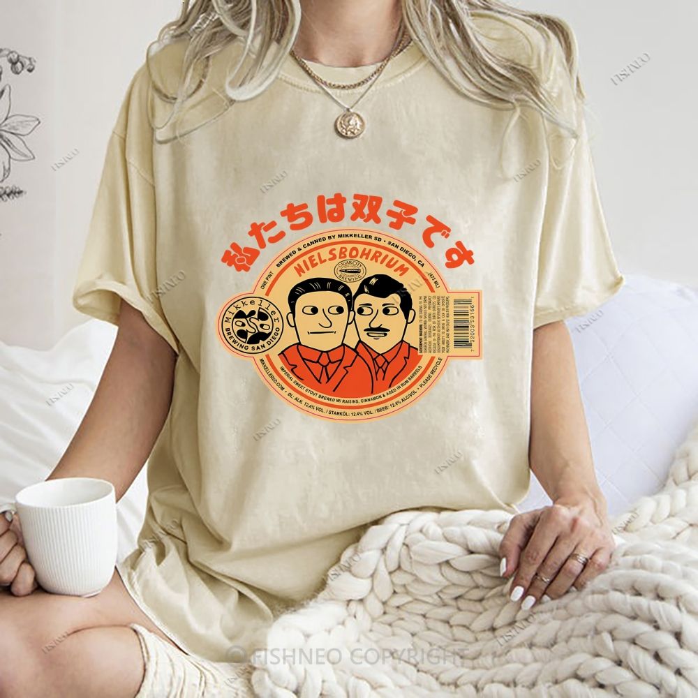 Unisex Vintage Twin Graffiti Printed Washed Tee