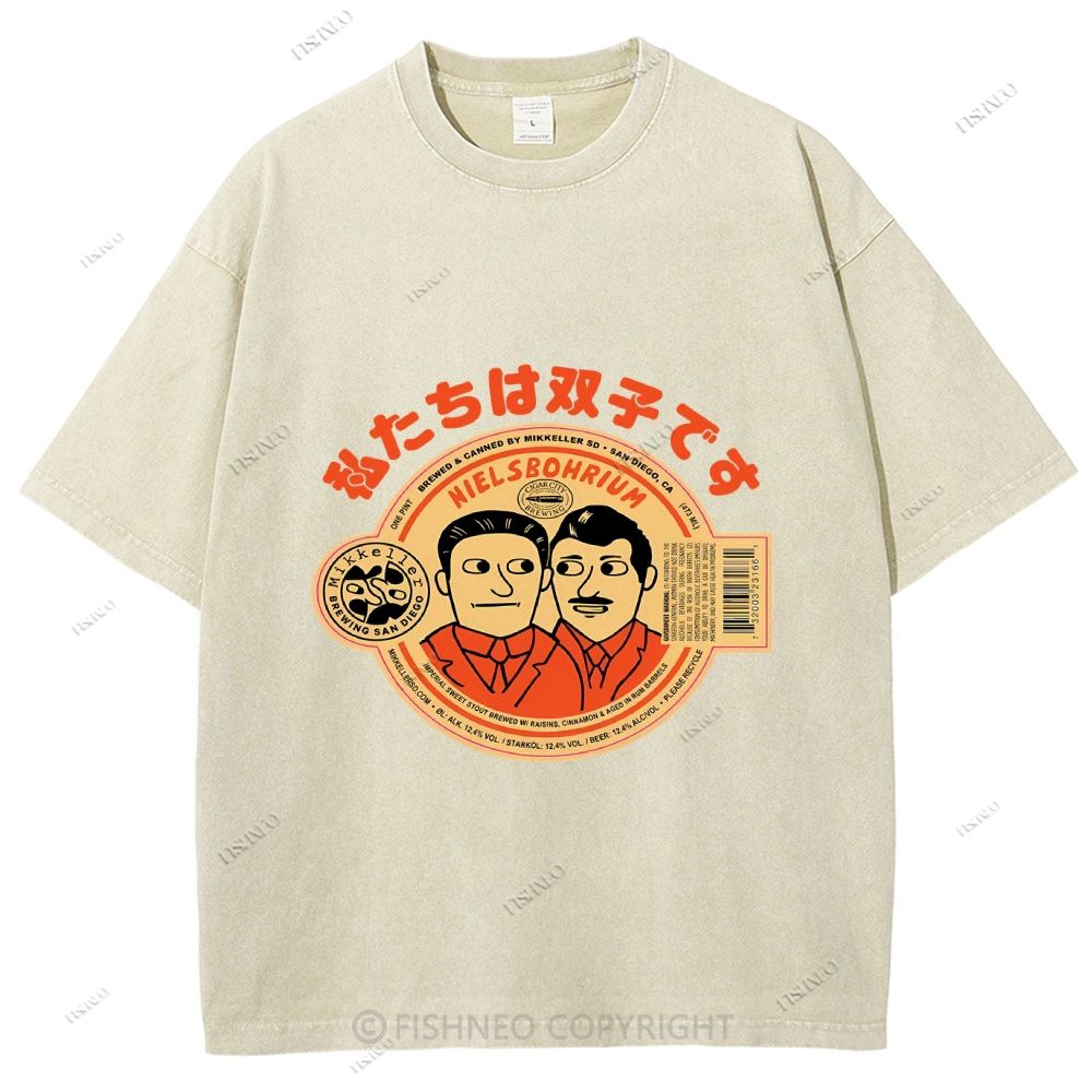 Unisex Vintage Twin Graffiti Printed Washed Tee