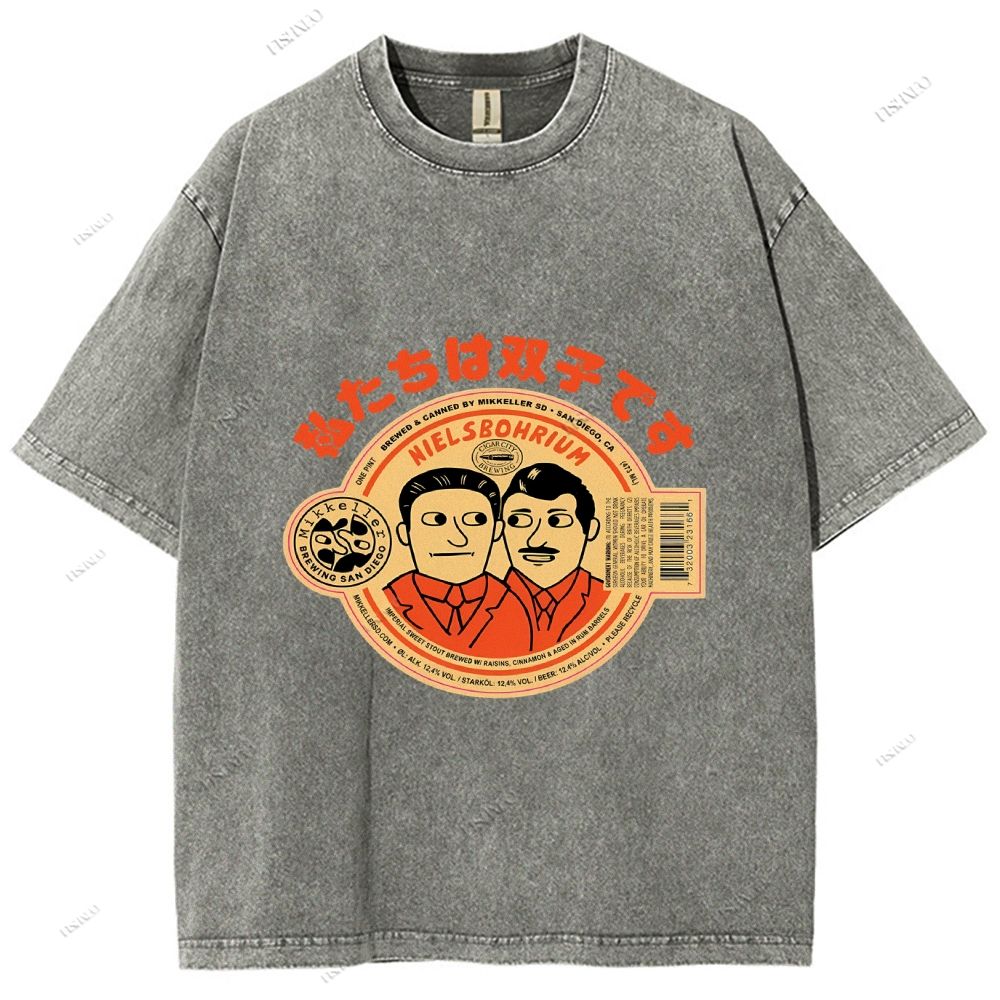 Unisex Vintage Twin Graffiti Printed Washed Tee