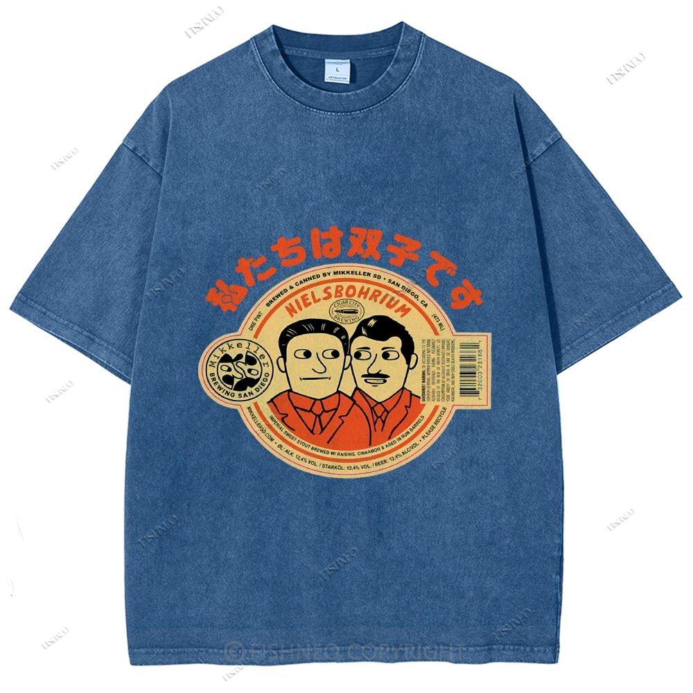 Unisex Vintage Twin Graffiti Printed Washed Tee