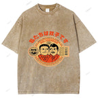 Unisex Vintage Twin Graffiti Printed Washed Tee