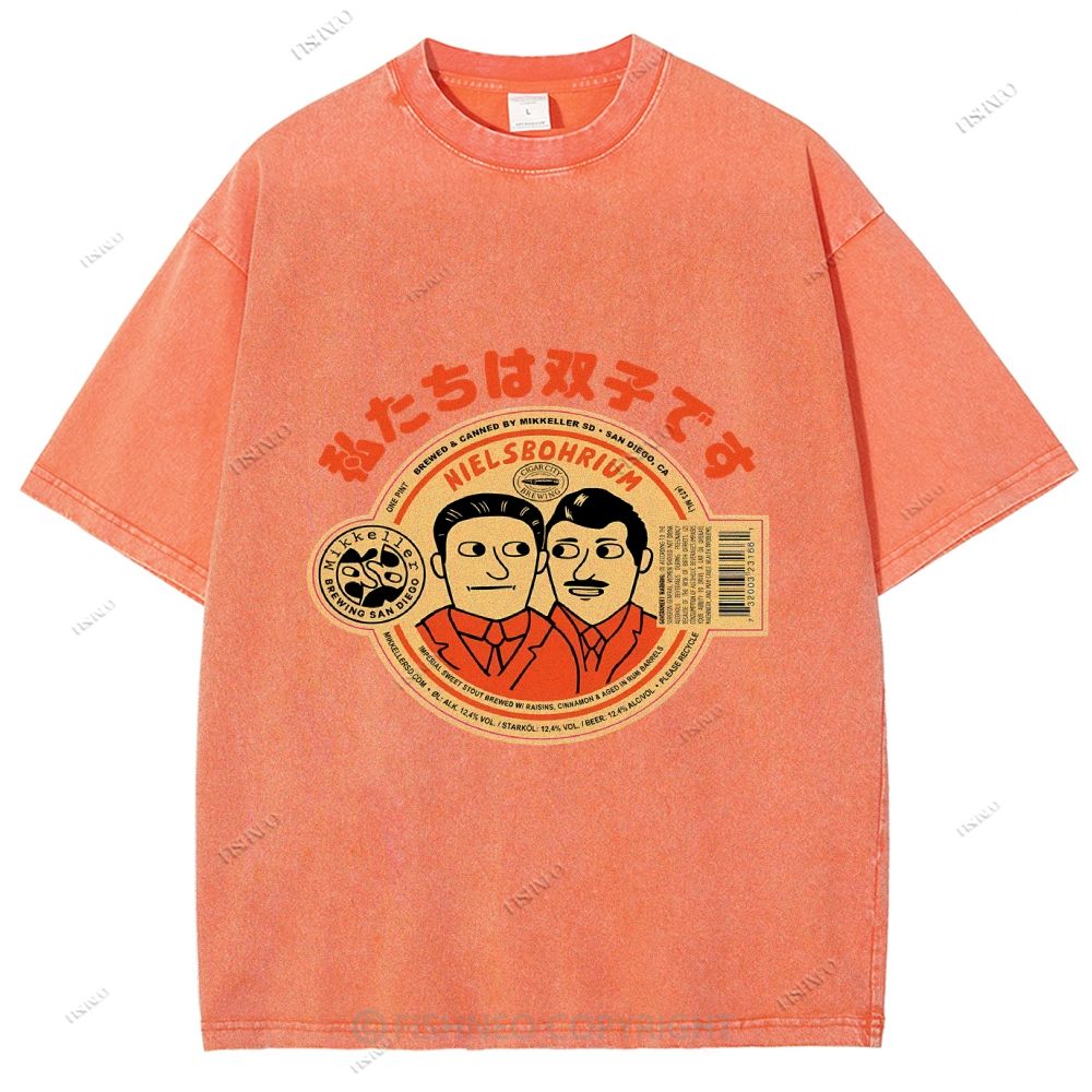 Unisex Vintage Twin Graffiti Printed Washed Tee