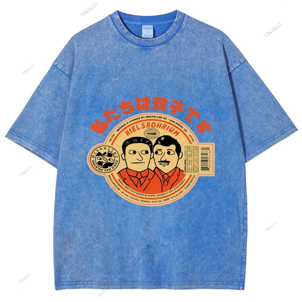 Unisex Vintage Twin Graffiti Printed Washed Tee