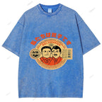Unisex Vintage Twin Graffiti Printed Washed Tee