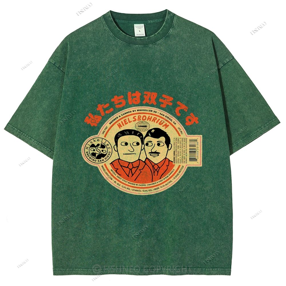 Unisex Vintage Twin Graffiti Printed Washed Tee