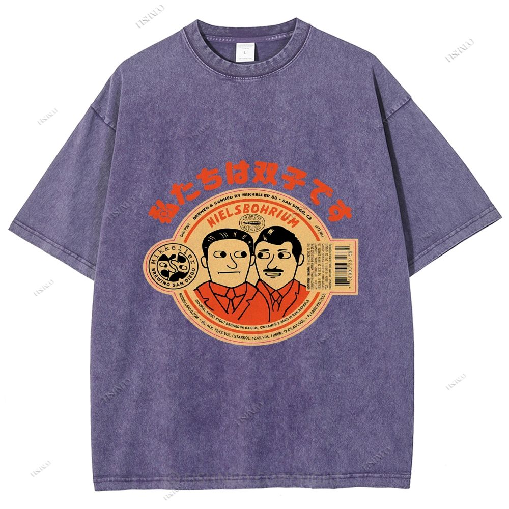 Unisex Vintage Twin Graffiti Printed Washed Tee