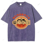 Unisex Vintage Twin Graffiti Printed Washed Tee