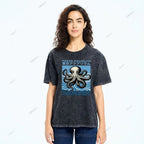 Unisex Tokyo Octopus Printed Washed Tee