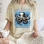 Unisex Tokyo Octopus Printed Washed Tee