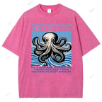 Unisex Tokyo Octopus Printed Washed Tee
