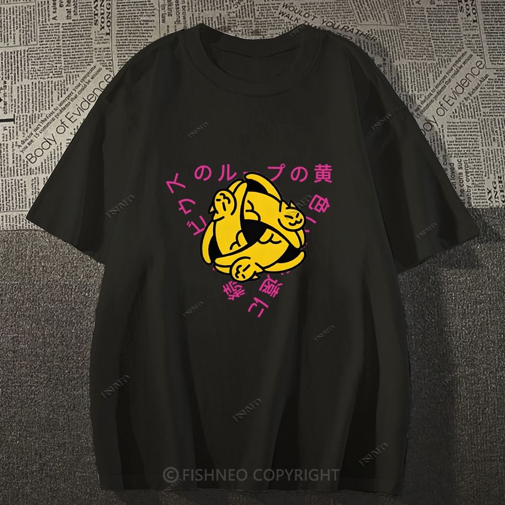 Japanese Letter Cat Loop Classic Cotton T-shirt