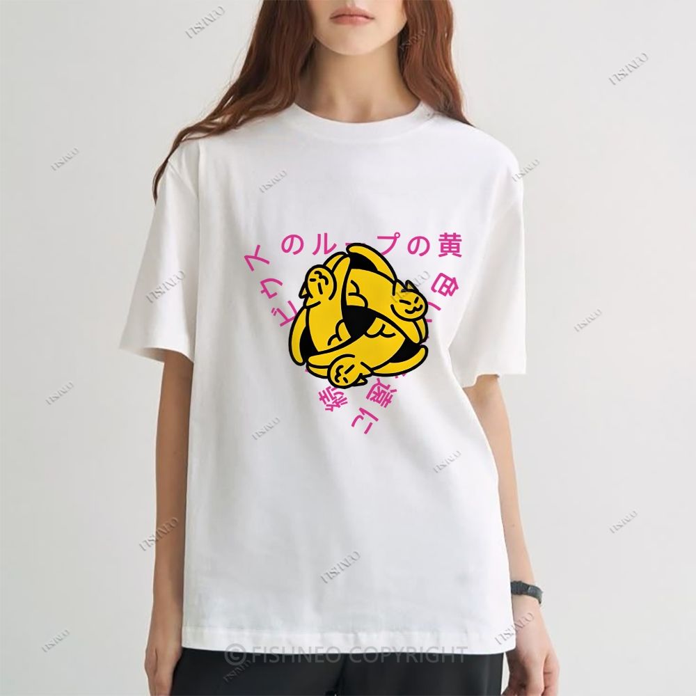 Japanese Letter Cat Loop Classic Cotton T-shirt