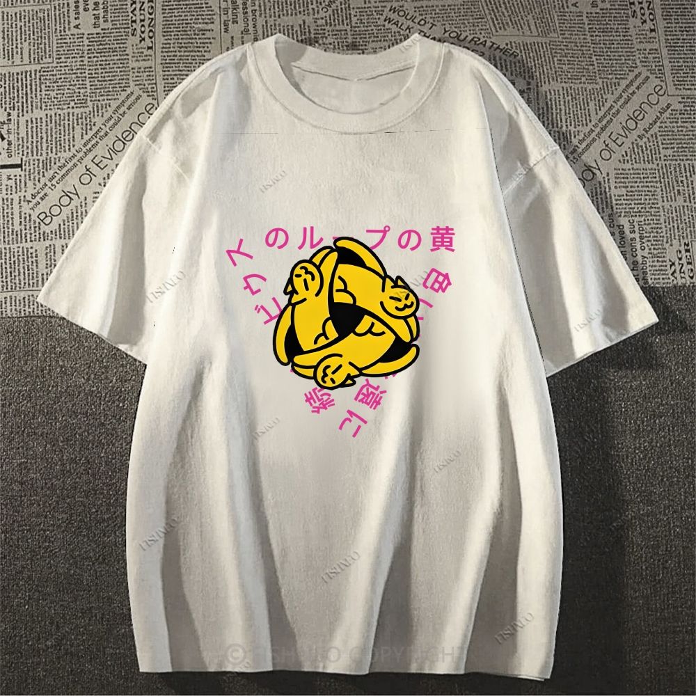 Japanese Letter Cat Loop Classic Cotton T-shirt