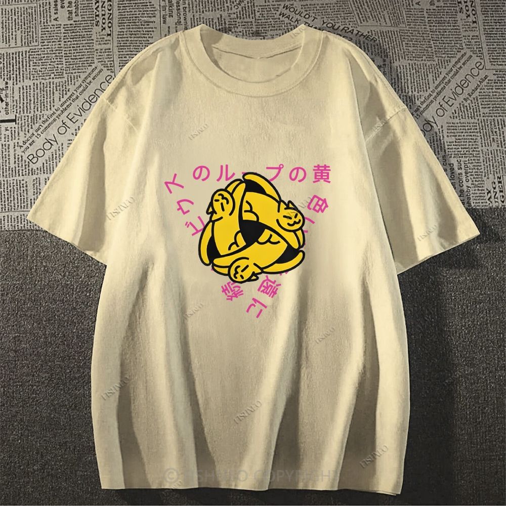 Japanese Letter Cat Loop Classic Cotton T-shirt