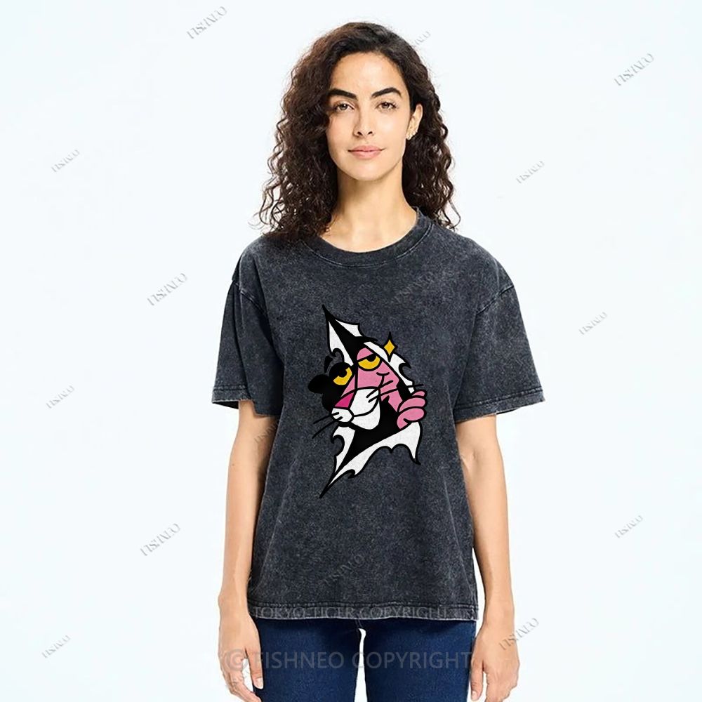 Unisex Pink Panther Printed Washed Tee