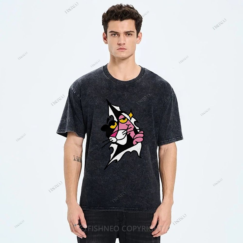 Unisex Pink Panther Printed Washed Tee