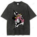 Unisex Pink Panther Printed Washed Tee