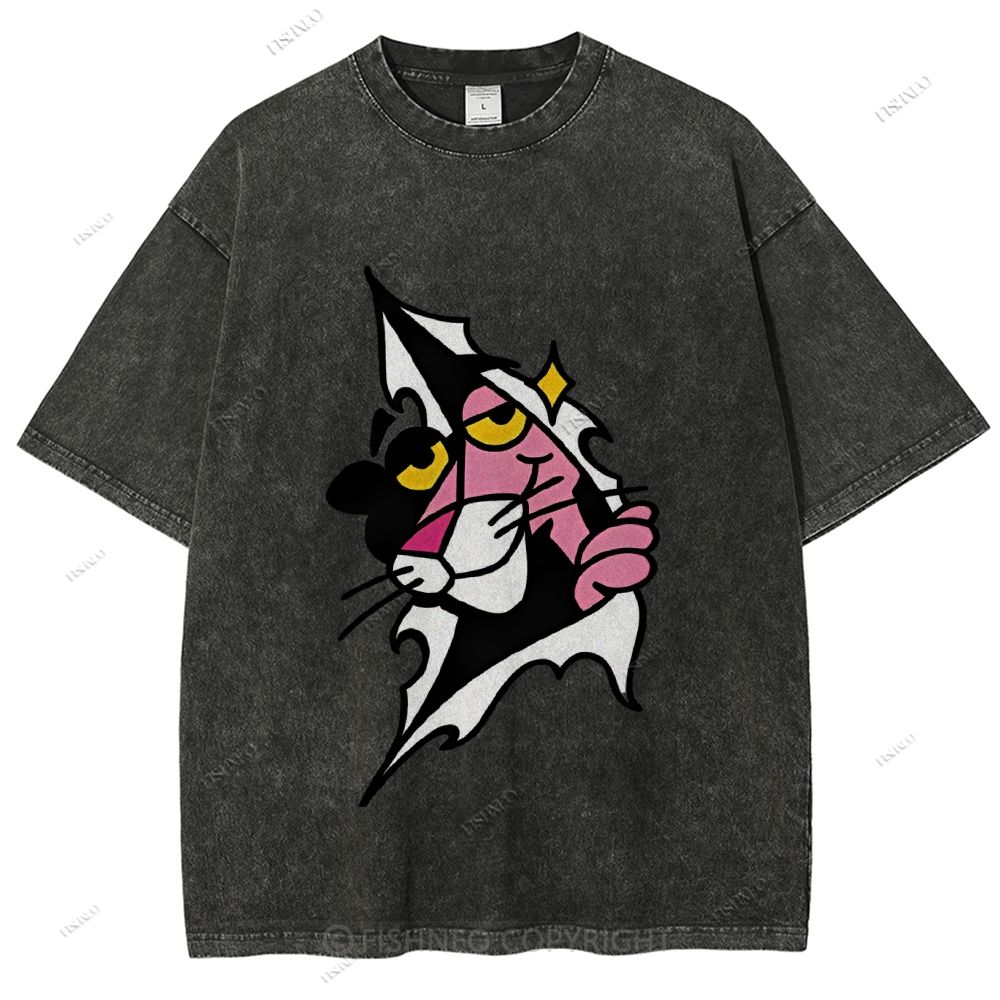 Unisex Pink Panther Printed Washed Tee