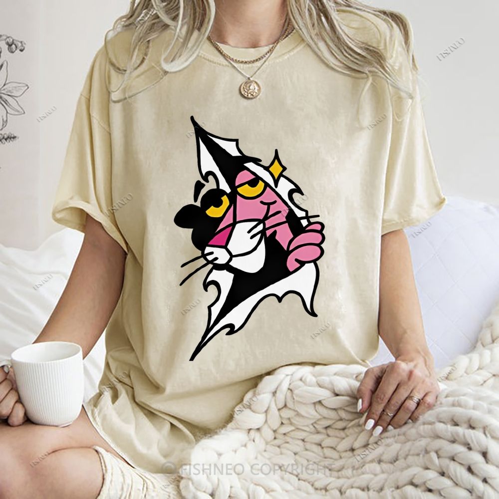 Unisex Pink Panther Printed Washed Tee