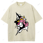 Unisex Pink Panther Printed Washed Tee