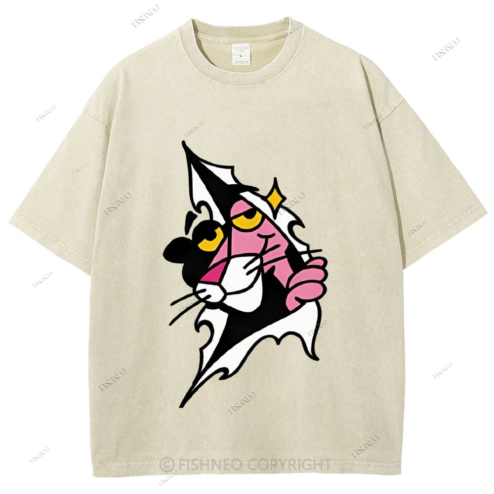 Unisex Pink Panther Printed Washed Tee