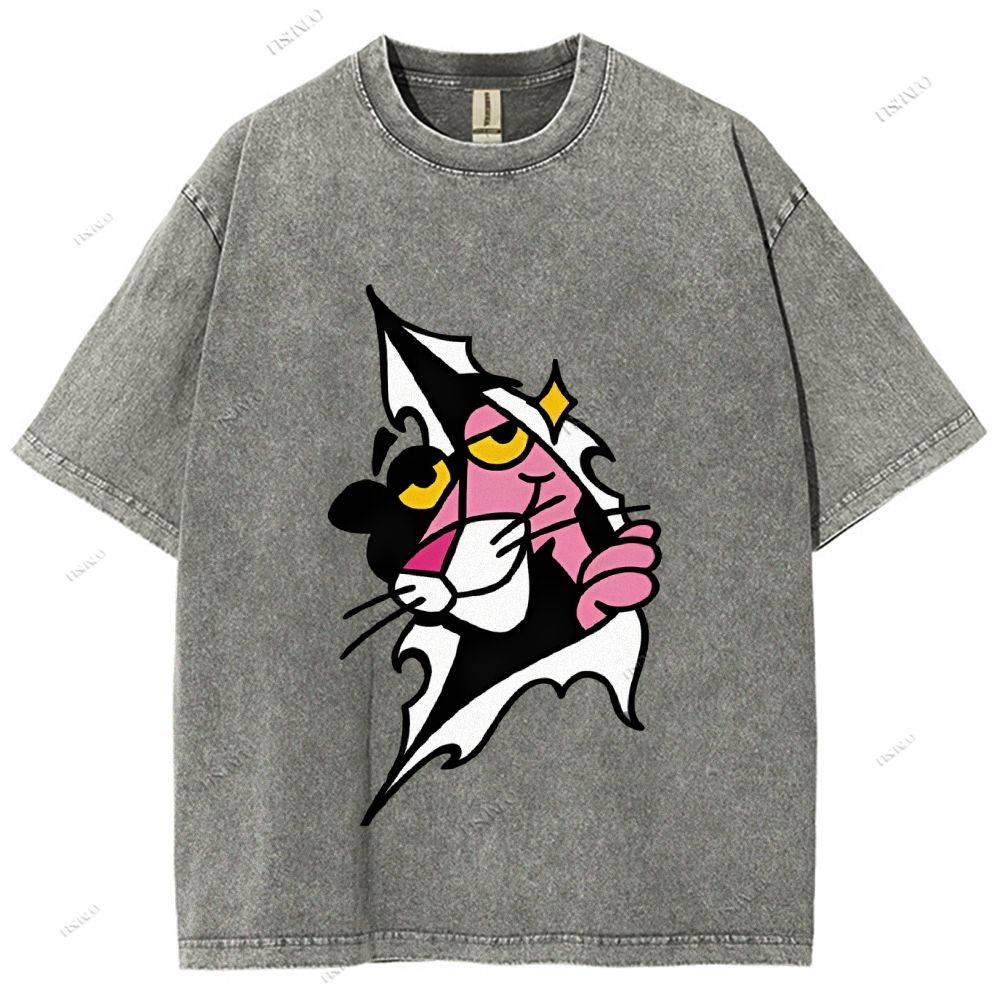 Unisex Pink Panther Printed Washed Tee