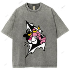 Unisex Pink Panther Printed Washed Tee