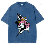 Unisex Pink Panther Printed Washed Tee