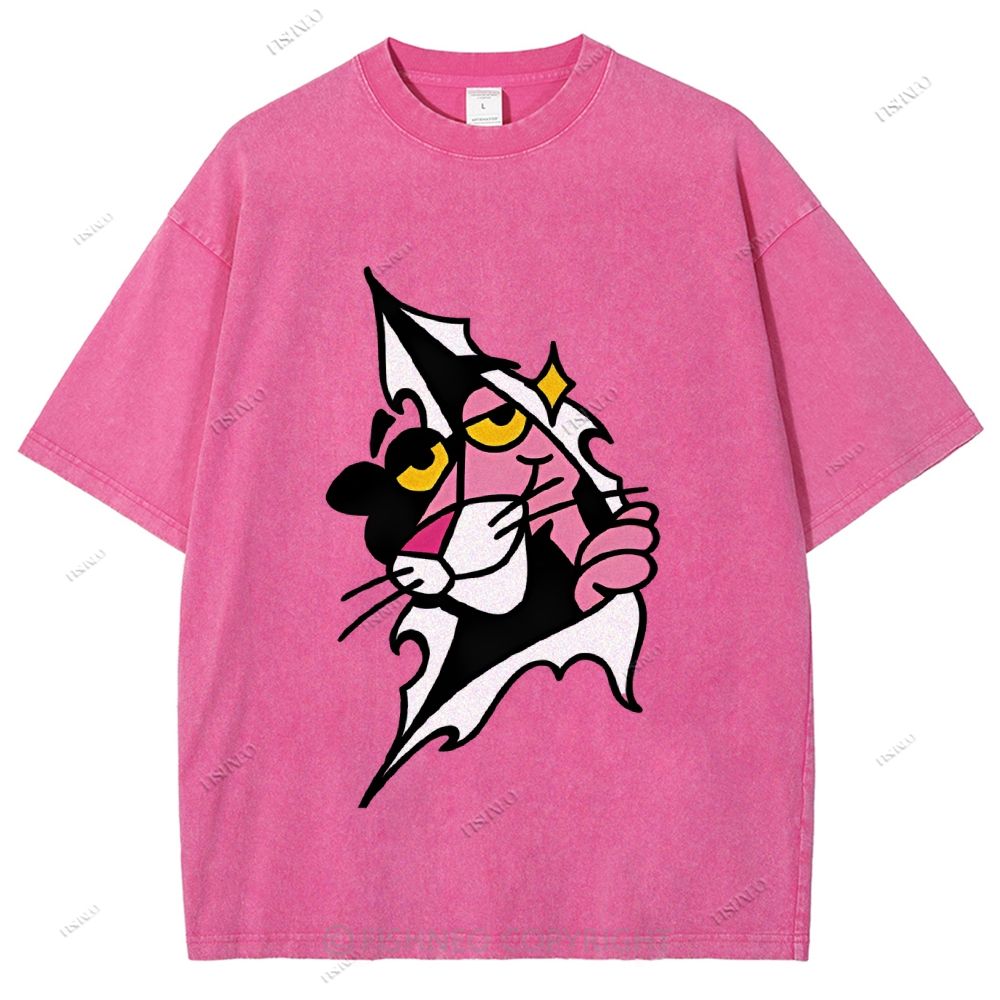 Unisex Pink Panther Printed Washed Tee