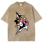 Unisex Pink Panther Printed Washed Tee