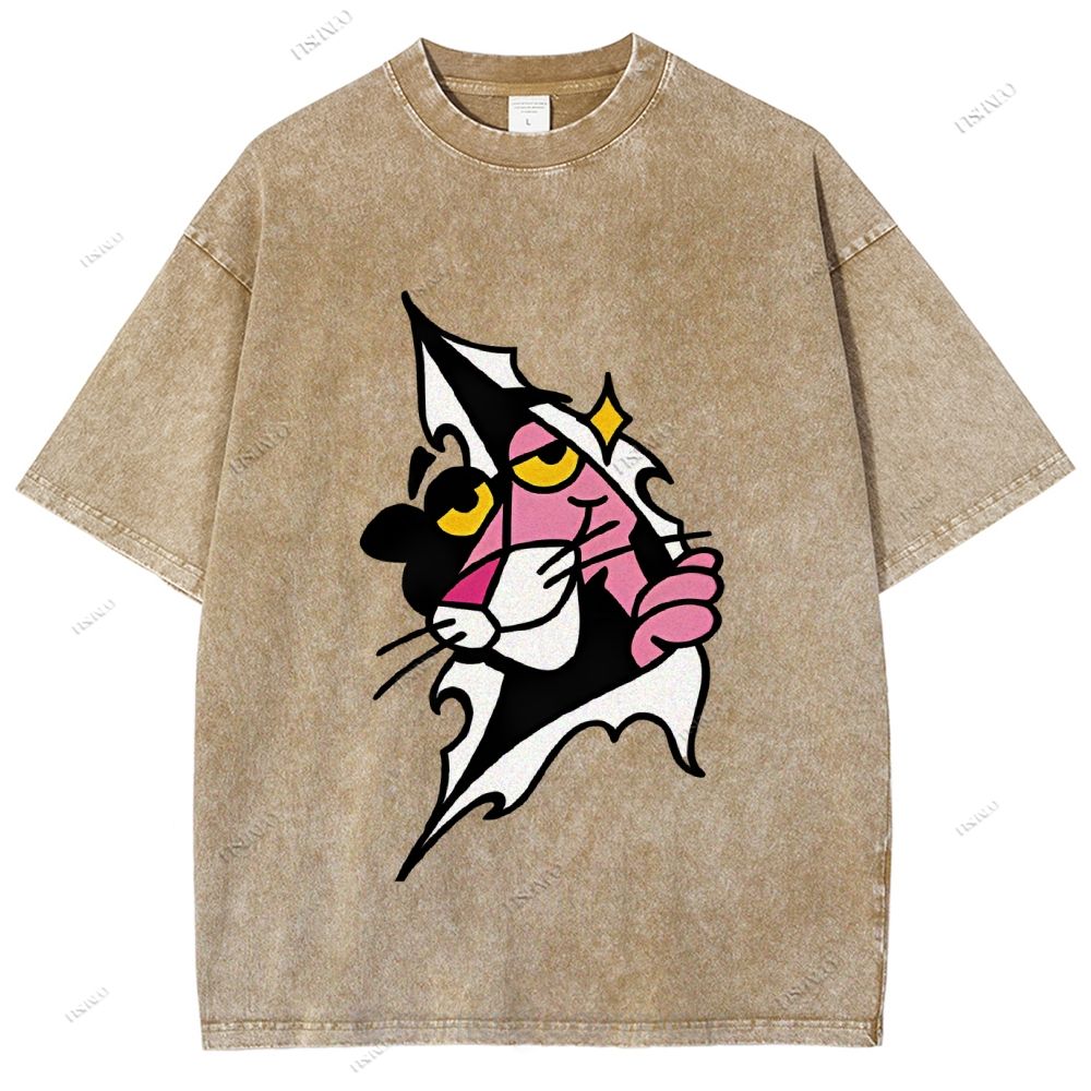 Unisex Pink Panther Printed Washed Tee