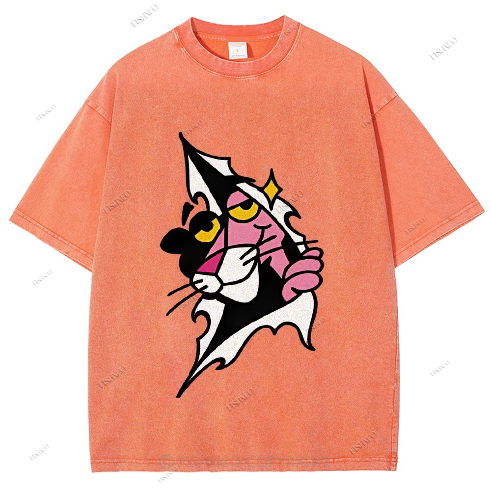 Unisex Pink Panther Printed Washed Tee
