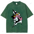 Unisex Pink Panther Printed Washed Tee