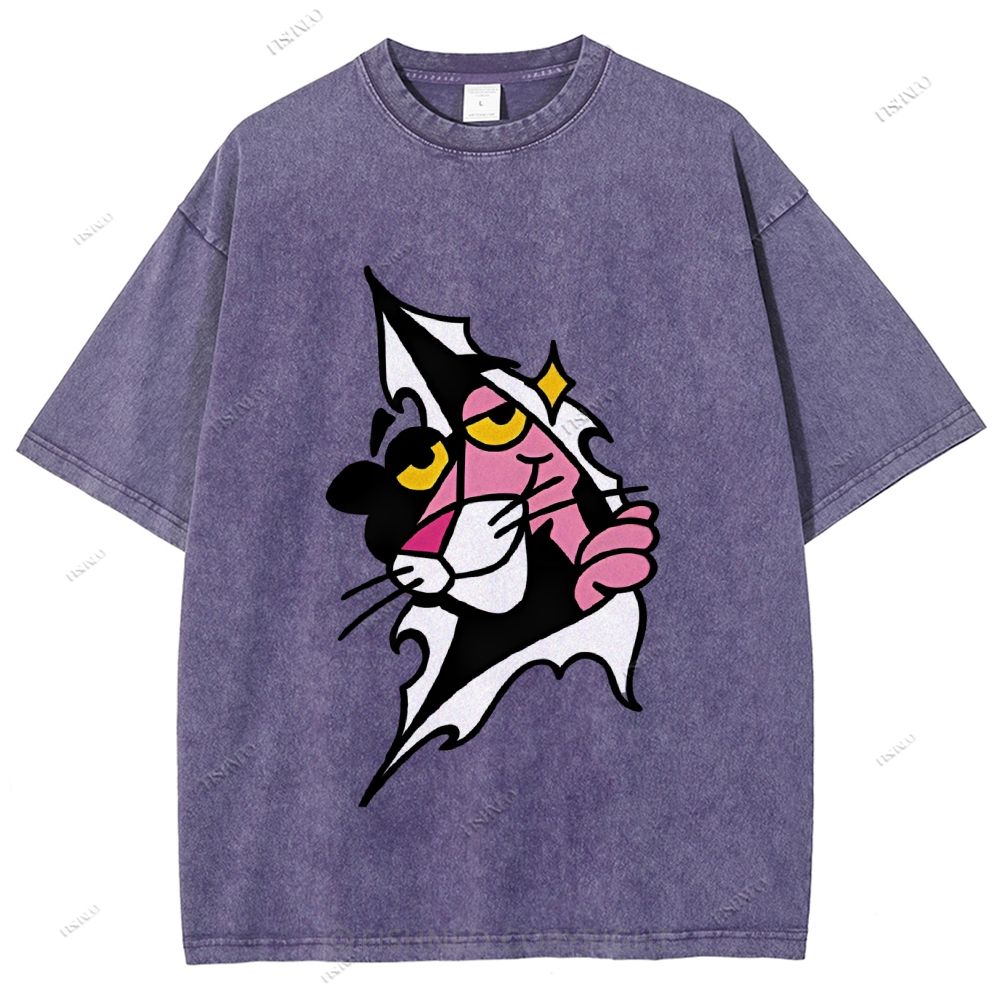 Unisex Pink Panther Printed Washed Tee