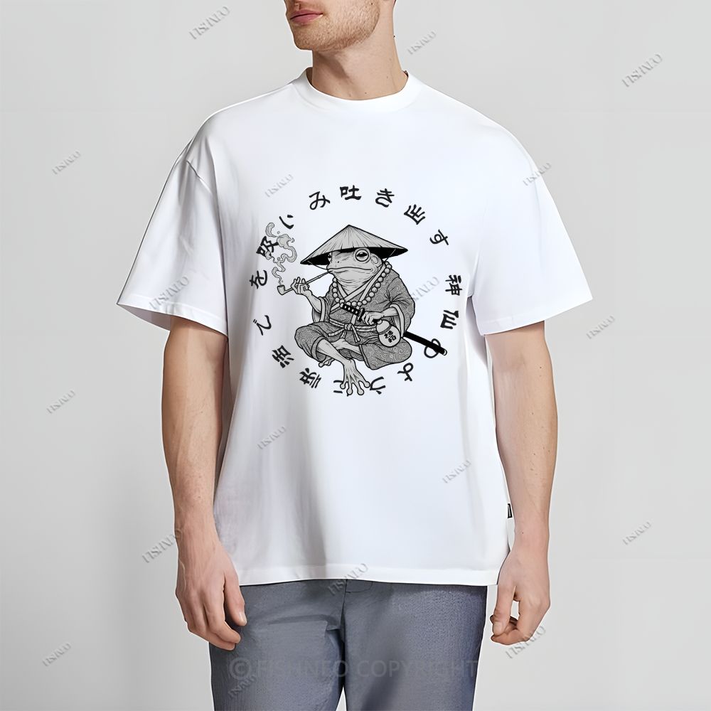 Japanese Frog Samurai Smoking Classic Cotton T-shirt