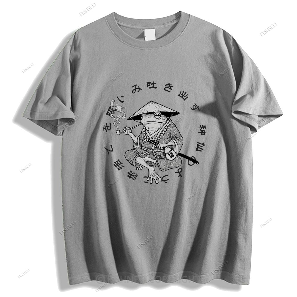 Japanese Frog Samurai Smoking Classic Cotton T-shirt