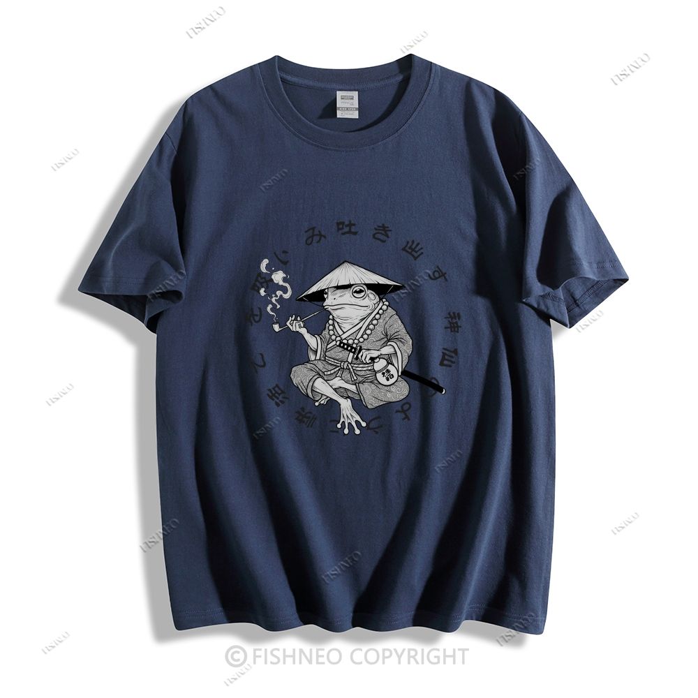 Japanese Frog Samurai Smoking Classic Cotton T-shirt