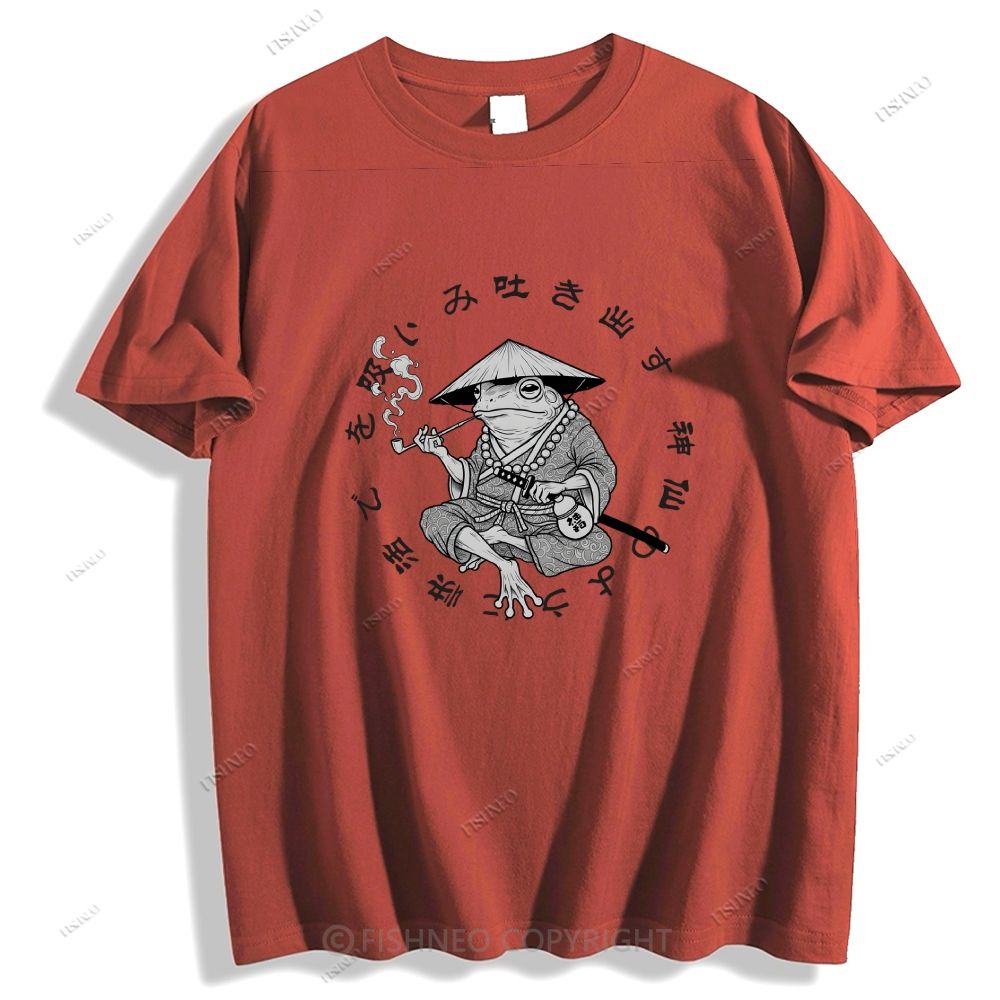 Japanese Frog Samurai Smoking Classic Cotton T-shirt