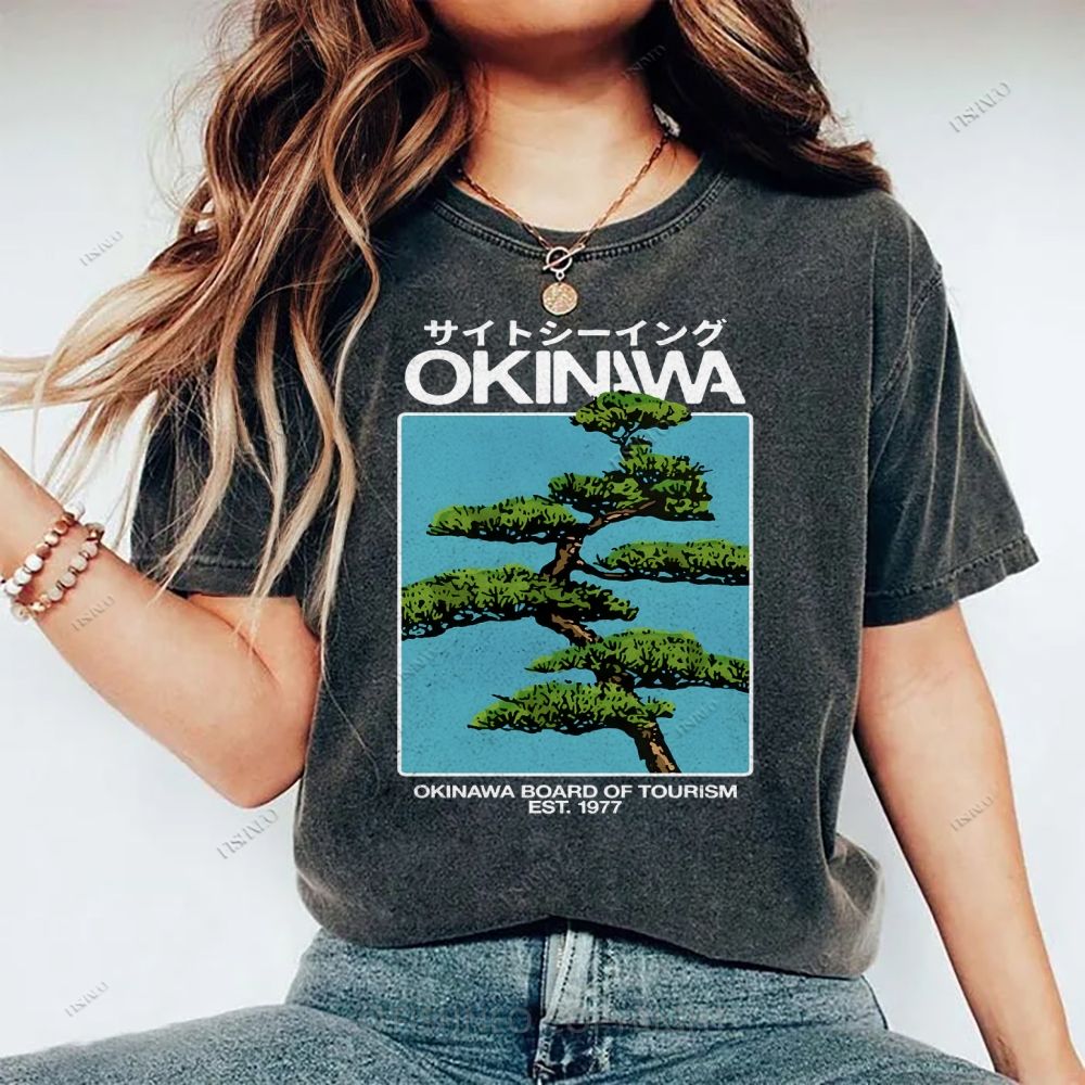 Unisex Okinawa Printed Washed Tee